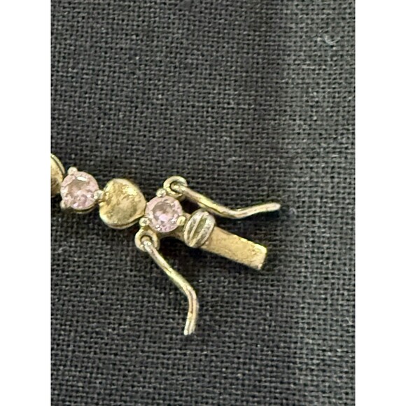 BGZ 925 Sterling Silver Pink Cubic Zirconia Tennis Bracelet 7.5” Box Clasp - Picture 9 of 10